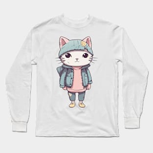 A cute kitty wearing street fashion Long Sleeve T-Shirt